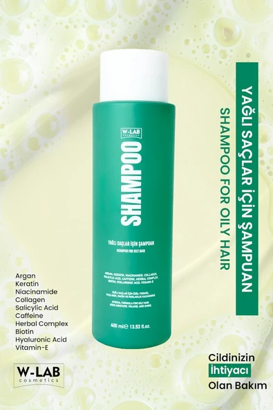 W-Lab Cosmetics Yağlı Saçlar İçin Şampuan 400 Ml ürün görseli 1
