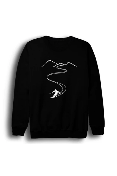 fame-stoned Thrasher - Kaykay Baskılı Unisex %100 Pamuk Bisiklet Yaka Siyah Sweatshirt ürün görseli 1