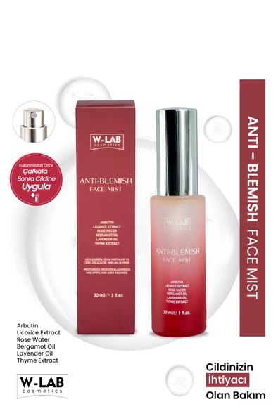 W-Lab Cosmetics Anti-Blemish Face Mist Sivilce, Leke Karşıtı  ve Gözenek Sıkılaştırıcı Yüz Spreyi 30 Ml ürün görseli 1