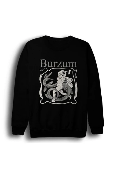fame-stoned Burzum Müzik Grubu - Serpent Slayer Unisex %100 Pamuk Bisiklet Yaka Siyah Sweatshirt ürün görseli 1