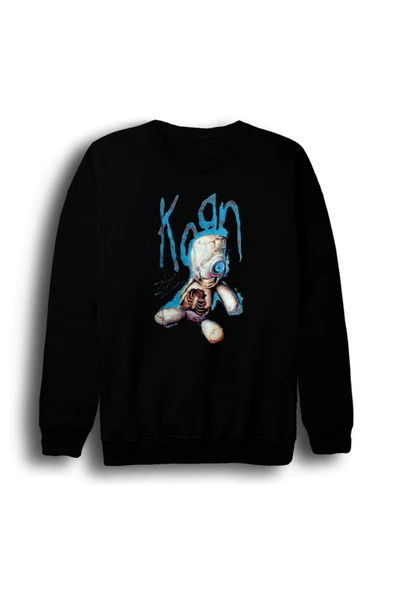 fame-stoned Korn - Issues - Albüm Baskılı Unisex %100 Pamuk Bisiklet Yaka Siyah Sweatshirt ürün görseli 1