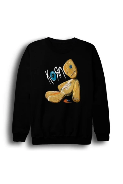 fame-stoned Korn - Issues - Albüm Baskılı Unisex %100 Pamuk Bisiklet Yaka Siyah Sweatshirt ürün görseli 1