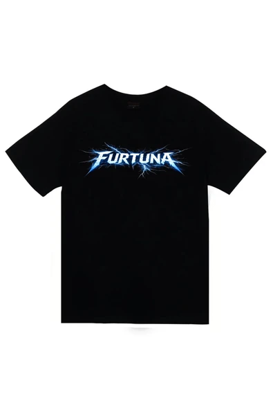 fame-stoned Furtuna - Şimşek Baskılı Unisex %100 Pamuk Siyah T-shirt ürün görseli 1