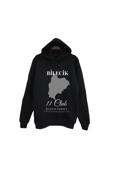 fame-stoned Bilecik - 11 - Soğüt - Osmanlı - Kültür Şehir Baskılı Unisex %100 Pamuk Kapüşonlu Siyah Sweatshirt ürün görseli 1