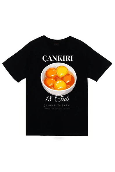 fame-stoned Çankırı - 18 - Tuz Mağarası - Ilgaz - Şehir Baskılı Unisex %100 Pamuk Siyah T-shirt ürün görseli 1