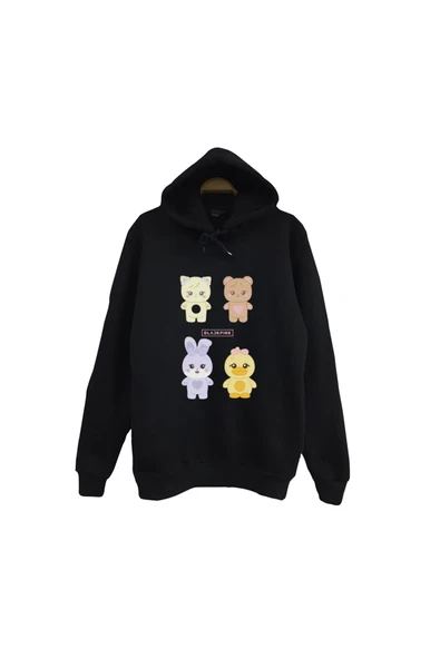 fame-stoned Blackpink -Lisa-Jennie-Jisoo-Rose-Deadline Baskılı Unisex %100 Pamuk Kapüşonlu Siyah Sweatshirt ürün görseli 1