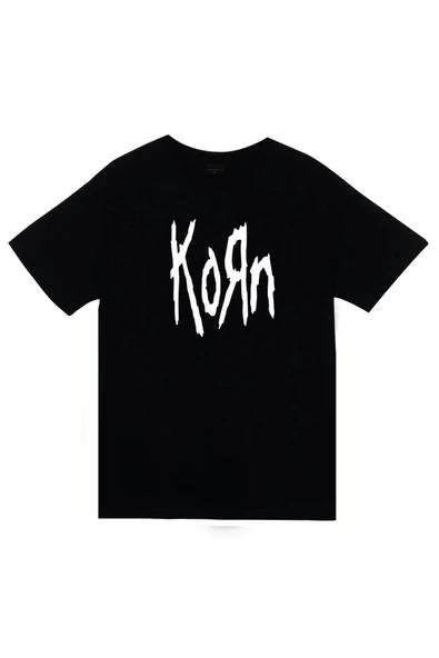 fame-stoned Korn Baskılı Unisex %100 Pamuk Siyah T-shirt ürün görseli 1