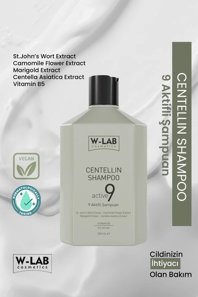 W-Lab Cosmetics Centellin 9 Aktifli Şampuan 250 ml Egzama, Pullanma, Sedef, Kepek, Kaşıntıya Karşı Etkili ürün görseli 1