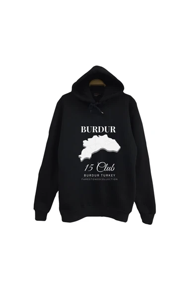 fame-stoned Burdur - 15 - Salda - Sagalassos - Lavanta Baskılı Unisex %100 Pamuk Siyah Kapüşonlu Sweatshirt ürün görseli 1
