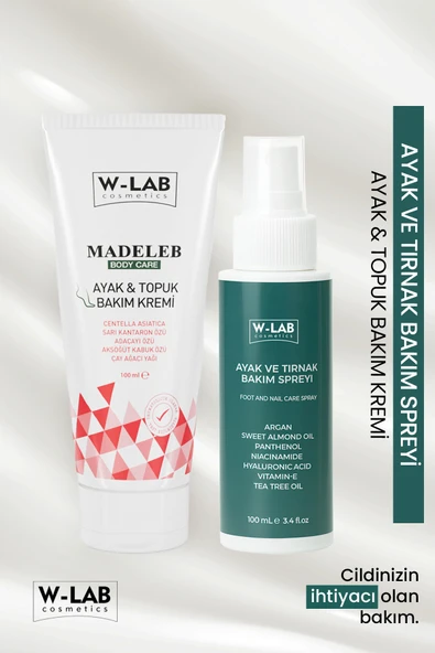 W-Lab Cosmetics Ayak Topuk Bakım Kremi 100 ML ve W-Lab Cosmetics Ayak Tırnak Bakım Spreyi 100 Ml ürün görseli 1