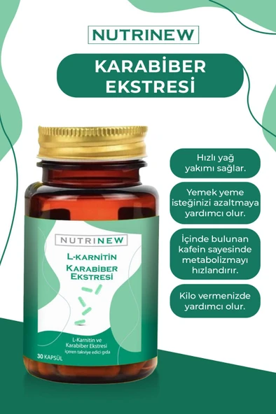 Nutrinew Vitamins Karabiber Extreli L-Karnitin 30 Kapsül ürün görseli 1