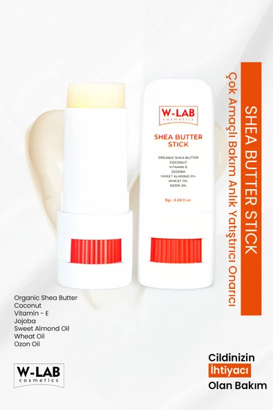 W-Lab Cosmetics Shea Butter Çok Amaçlı Bakım Onarıcı %100 Doğal Stıck 8 Gr ürün görseli 1
