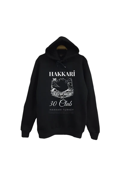 fame-stoned Hakkâri - 30 - Cilo - Sat - Şehir Baskılı Unisex %100 Pamuk Siyah Kapüşonlu Sweatshirt ürün görseli 1