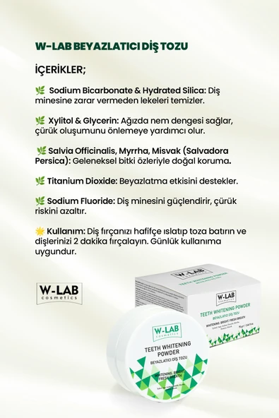 W-Lab Cosmetics Beyazlatıcı Diş Tozu 75 Gr - Resim 2
