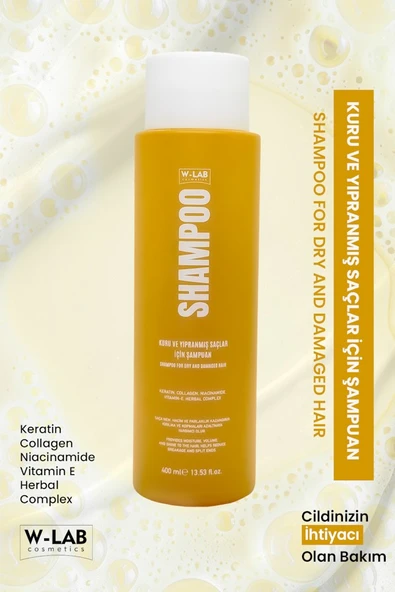 W-Lab Cosmetics Kuru Ve Yıpranmış Saçlar İçin Şampuan 400 Ml ürün görseli 1