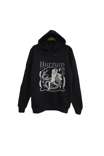 fame-stoned Burzum Müzik Grubu - Serpent Slayer Unisex %100 Pamuk Siyah Kapüşonlu Sweatshirt ürün görseli 1