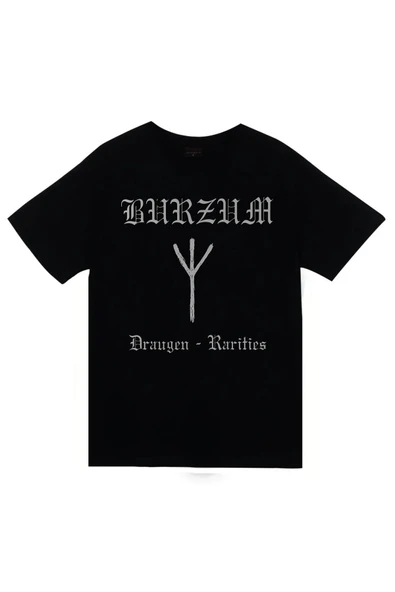 fame-stoned Burzum Müzik Grubu - Draugen - Rarities Baskılı Unisex %100 Pamuk Siyah T-shirt ürün görseli 1