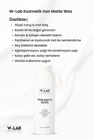 W-Lab Cosmetics Iron Matte Wax 110 Gr - Resim 3