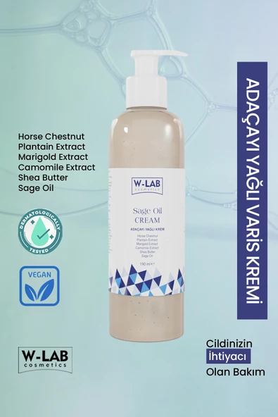 W-Lab Cosmetics Sage Oil Adaçayı Yağlı Varis Kremi 190 Ml ürün görseli 1