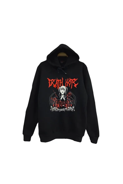 fame-stoned Death Note - Misa Amane - Anime Baskılı Unisex %100 Pamuk Kapüşonlu Siyah Sweatshirt ürün görseli 1