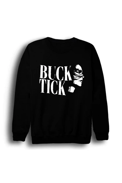 fame-stoned Buck Tick - Müzik Grubu - Atsushi Sakurai Baskılı Unisex %100 Pamuk Bisiklet Yaka Siyah Sweatshirt ürün görseli 1