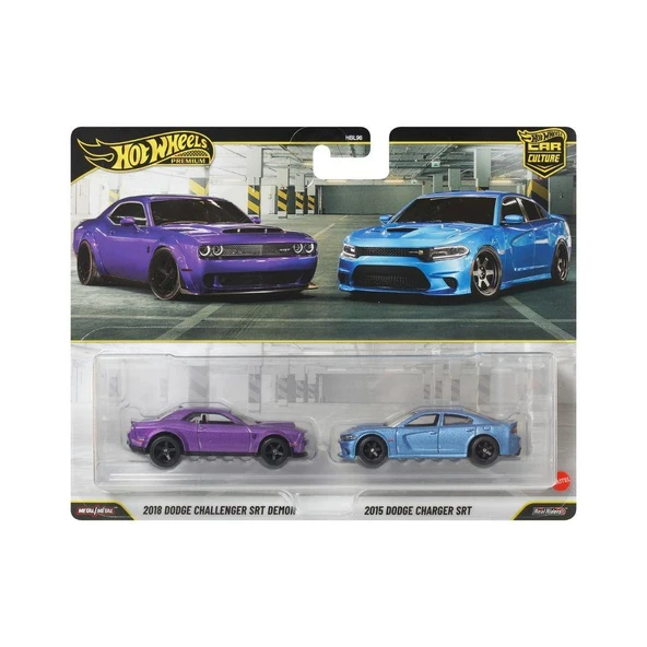 Hot Wheels Premium JHW47 Car Culture 2 Pack 2018 Dodge Challenger Srt Demon // 2015 Dodge Charger SRT ürün görseli 1