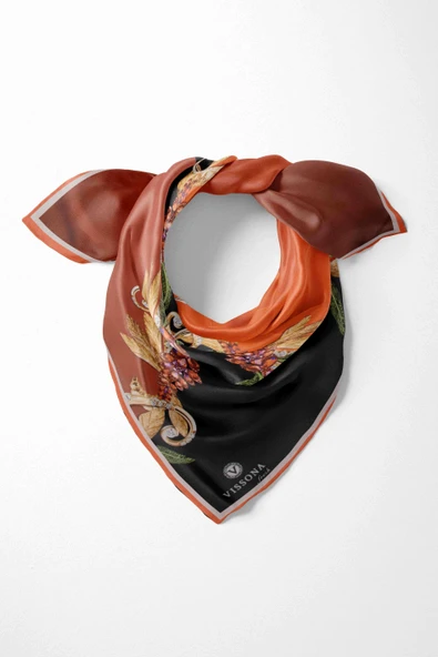 %100 İpek Kadın Desenli Bandana 80x80 ürün görseli 1