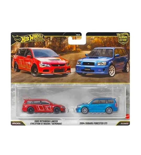 Hot Wheels Premium JHW46 Car Culture 2 Pack Mitsubishi Lancer Evolution IX Wagon Remorque // 2004 Subaru Forester STI ürün görseli 1