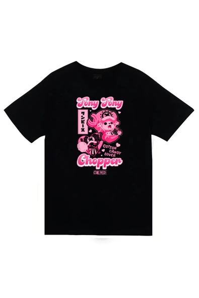 fame-stoned One Piece - Tony Tony Chopper - Anime Baskılı Unisex %100 Pamuk Siyah T-shirt ürün görseli 1
