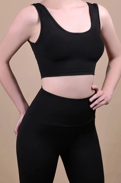 Selin Beauty My Crown Kadın Siyah Toplayıcı Askılı Crop XS Beden ürün görseli 1