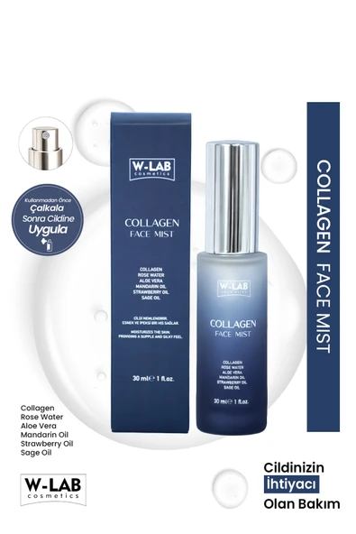 W-Lab Cosmetics Collagen Face Mist Cilt Sıkılaştırıcı & Elastikiyet Artırıcı Yüz Spreyi 30 Ml ürün görseli 1
