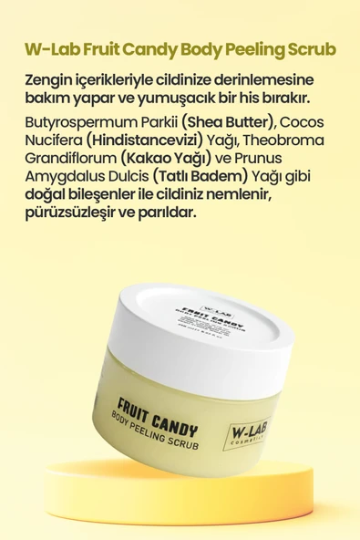W-Lab Cosmetics Fruit Candy Body Peeling Scrub 250 Ml - Resim 3