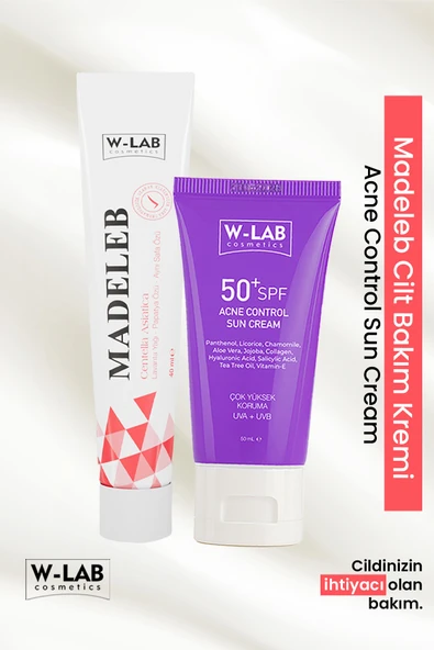W-Lab Cosmetics  Kozmetik Madeleb Krem 40 ml ve W-Lab Cosmetics Akne Kontrol Güneş Kremi 50 Ml ürün görseli 1