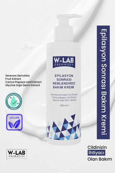 W-Lab Cosmetics Epilasyon Sonrası Nemlendirici Bakım Kremi 200 ML ürün görseli 1