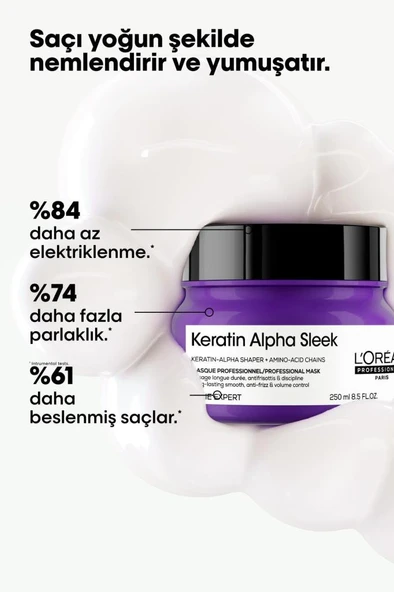 Loreal Professionnel Keratin Alpha Sleek Maske 250 ml - Resim 3