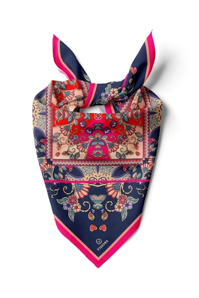 %100 İpek Etnik Desenli Kadın Bandana ürün görseli 1