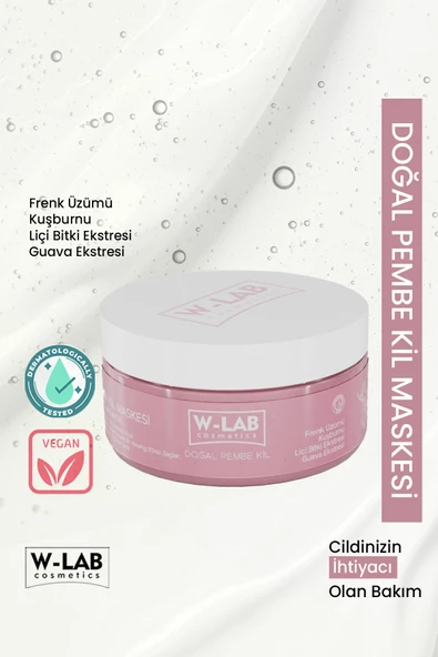 W-Lab Cosmetics Arındırıcı Antioksidan Pembe Kil Maskesi 250 ML ürün görseli 1