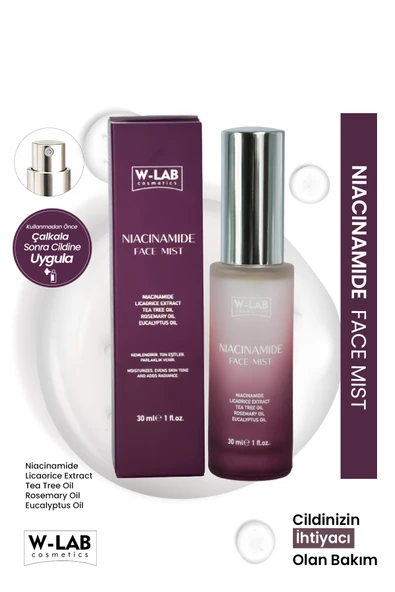 W-Lab Cosmetics Niacinamide Face Mist Cilt Tonu Eşitleyici ve Nemlendirici Yüz Spreyi 30 Ml ürün görseli 1