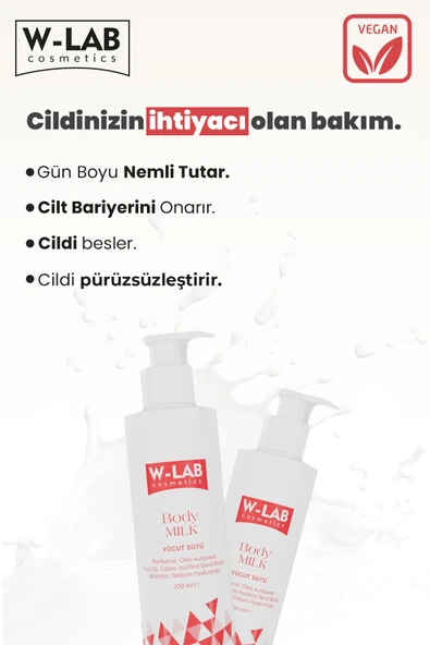W-Lab Cosmetics Body Milk Vücut Sütü 200 ML - Resim 2