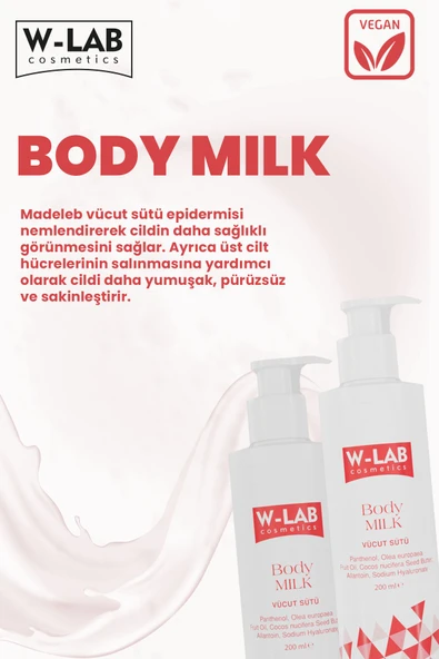 W-Lab Cosmetics Body Milk Vücut Sütü 200 ML - Resim 4