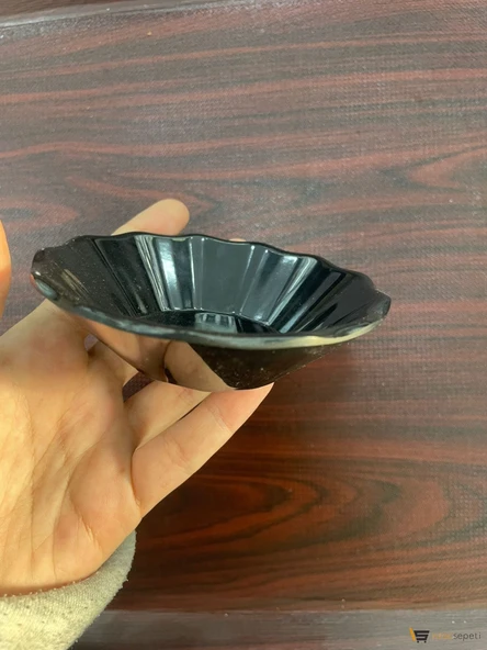 Siyah Plastik Çay Tabağı 6 Adet - Resim 2