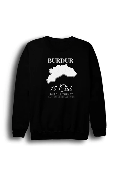 fame-stoned Burdur - 15 - Salda - Sagalassos - Lavanta Baskılı Unisex %100 Pamuk Bisiklet Yaka Siyah Sweatshirt ürün görseli 1