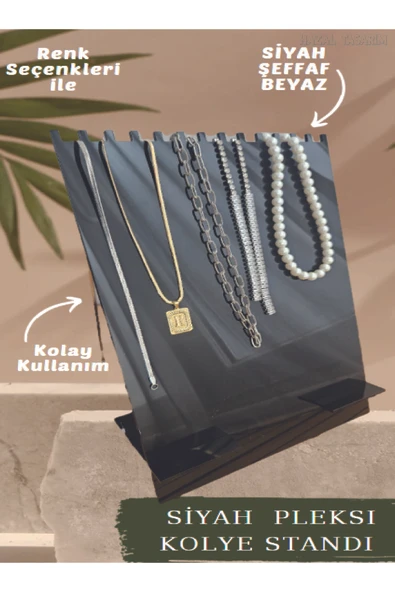 pleksiaksesuar Siyah Pleksi Büyük Kolye Standı 30 x 20 Mücevher / Takı / Aksesuar Akrilik Pleksi Plastik ürün görseli 1