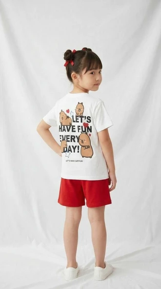 Cg Kids Capybara Kız Çocuk Alt Üst Takım Süper Kalite Sırt Baskı Detaylı ürün görseli 1