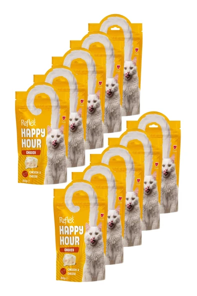 Happy Hour Tavuk Etli ve Peynirli Seçici Kediler için Kedi Ödülü 10 x 60gr ürün görseli 1