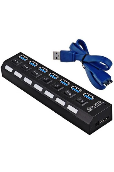 7 Port Usb 3.0 2.0 Hub Anahtarlı Çoklayıcı Çoğaltıcı Switch ürün görseli 1