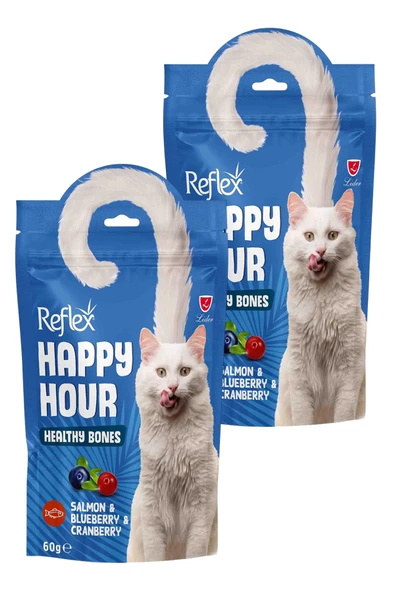 Happy Hour Somonlu ve Yaban Mersinli Destekleyici Kedi Ödülü 2 x 60gr ürün görseli 1