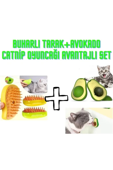 Kedi Bakım Seti: Sevimli Yapışkanlı Catnip Avokado & Buharlı Yıkama Fırçası Avantajlı Set ürün görseli 1