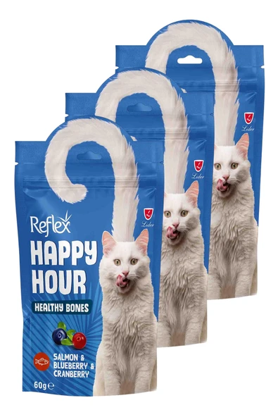 Happy Hour Somonlu ve Yaban Mersinli Destekleyici Kedi Ödülü 3 x 60gr ürün görseli 1
