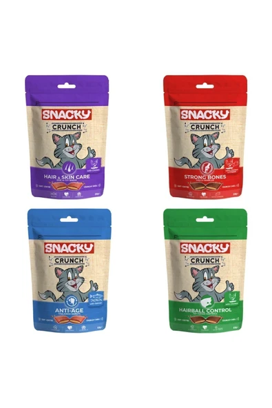 Crunch Yaşlanma Karşıtı Eklem Sağlığı Deri Tüy Sağlığı Tüy Yumağı Kontrolü Kedi Ödül Mama 4 x 60 gr ürün görseli 1